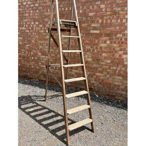 60 - Very tall vintage wooden ladder