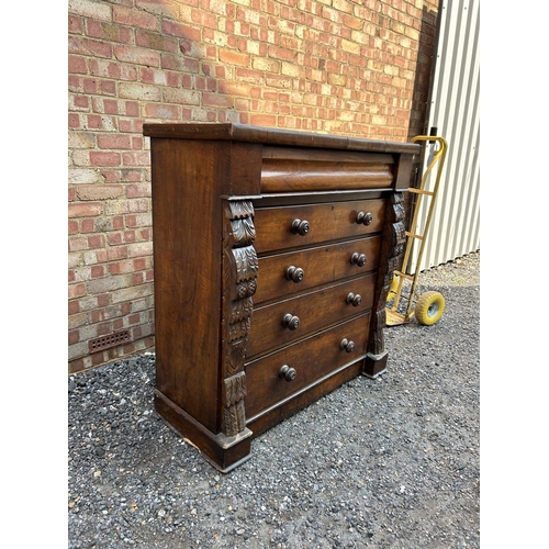 100h - A Victorian mahogany chest of five drawers 120x50x125