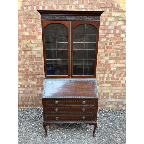 100o - A mahogany bureau bookcase 91x45x206