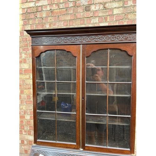 100o - A mahogany bureau bookcase 91x45x206