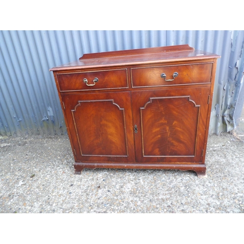 113 - Repro mahogany two drawer sideboard