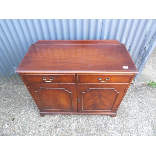 113 - Repro mahogany two drawer sideboard