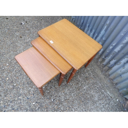 122 - A retro teak nest of three tables