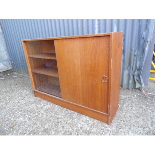 125 - A part glazed teak bookcase 106x28x74