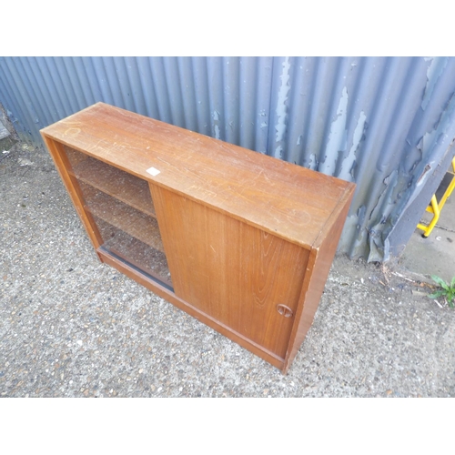 125 - A part glazed teak bookcase 106x28x74