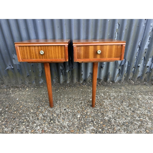 161 - A pair of teak single drawer bedsides