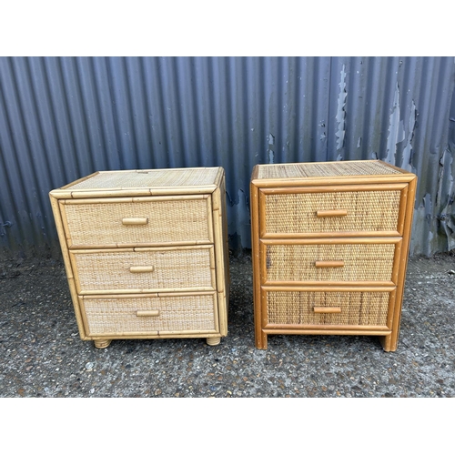 188 - A near pair of bamboo three drawer bedsides