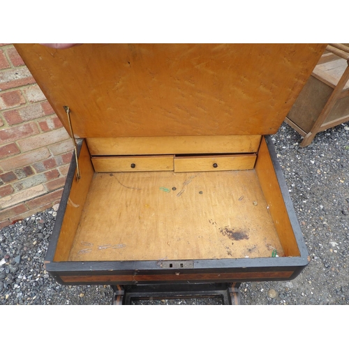 2 - An Edwardian ebonised Davenport desk