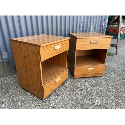 207 - A pair of retro two drawer bedsides