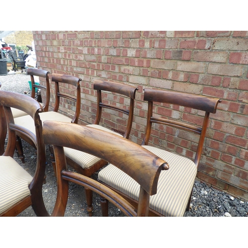 21 - A set of 8 Victorian mahogany bar back dining chairs with striped drop in seats