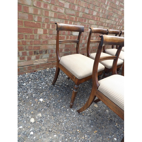 21 - A set of 8 Victorian mahogany bar back dining chairs with striped drop in seats