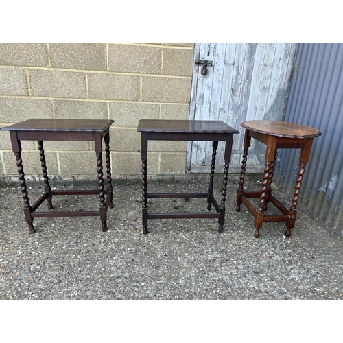 229 - Three oak barley twist tables