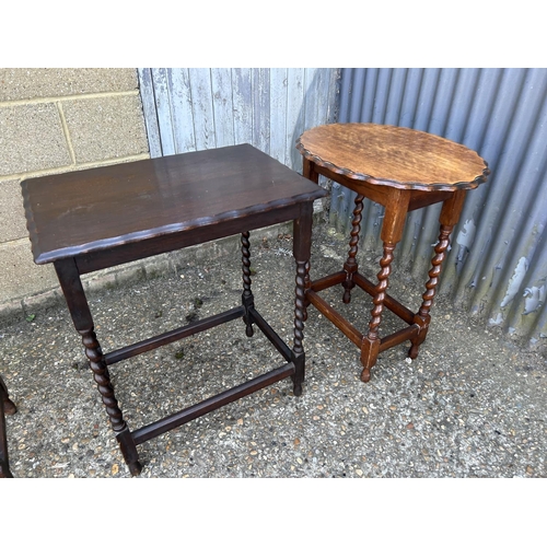 229 - Three oak barley twist tables