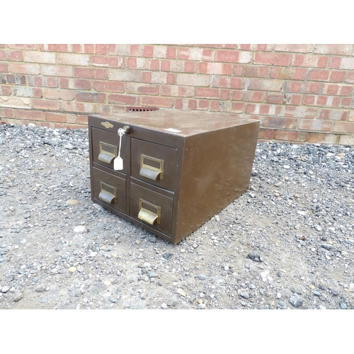 23 - A vintage four drawer filimg unit with key 51x36 x30