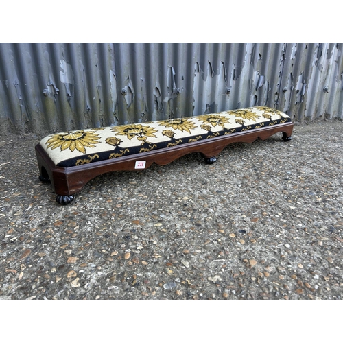 238 - A Victorian mahogany footstool upholstered to the top  120cm