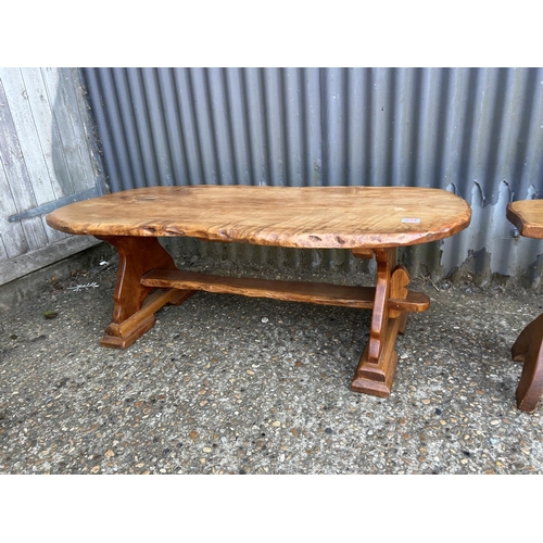 239 - Two elm log effect coffee tables