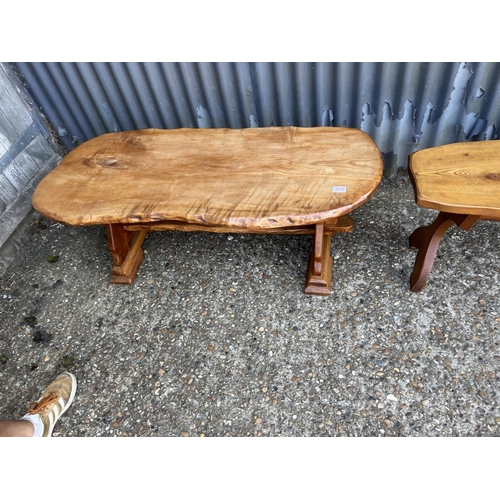 239 - Two elm log effect coffee tables