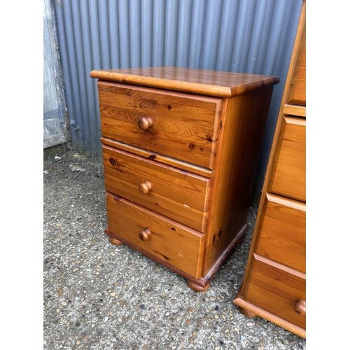 247 - A pine chest of four drawers together with bedside and swing mirror