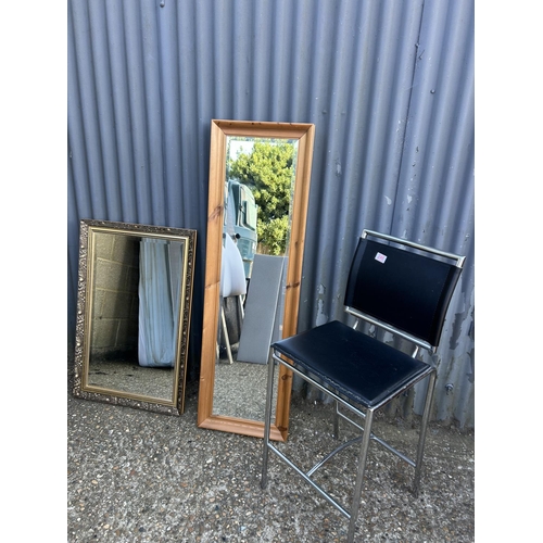 248 - Chrome stool and two mirrors