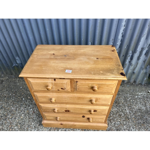 251 - A solid pine chest of five 66x38 x77