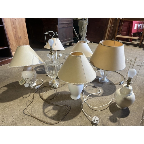 261 - A collection of seven table lamps