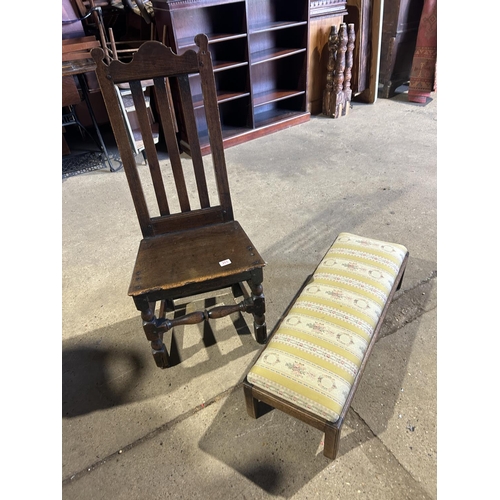 265 - Antique oak chair and mahogany footstool