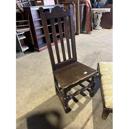 265 - Antique oak chair and mahogany footstool