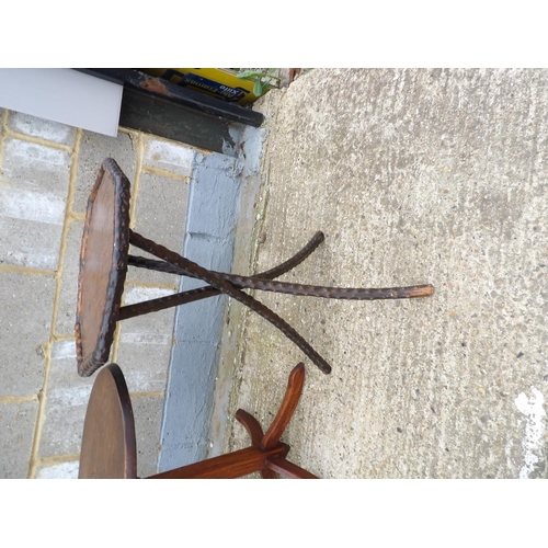 38 - Three oak occasional tables and a stationary rack