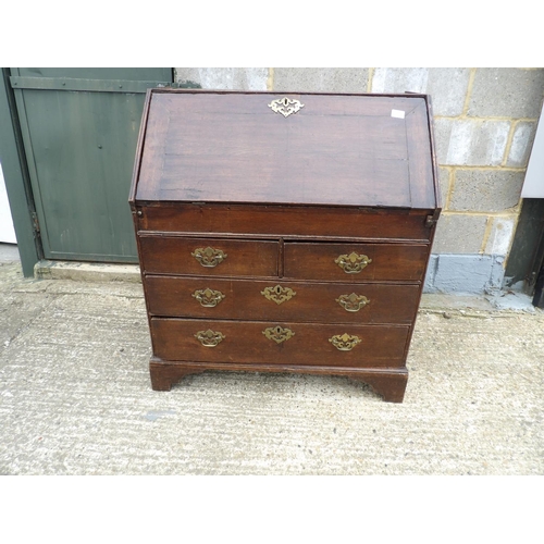 48 - A Georgian oak bureau, fitted to the interior with 2 secret compartments 90cm wide