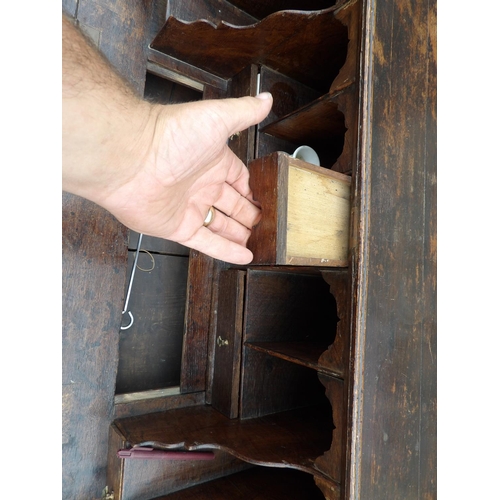 48 - A Georgian oak bureau, fitted to the interior with 2 secret compartments 90cm wide