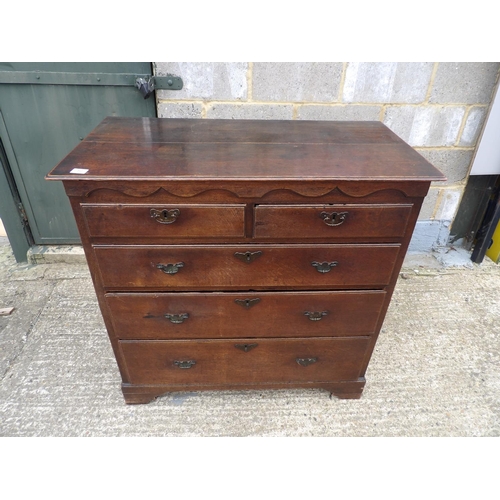 59 - An antique oak chest of five drawer (2 sections)  102x50x100