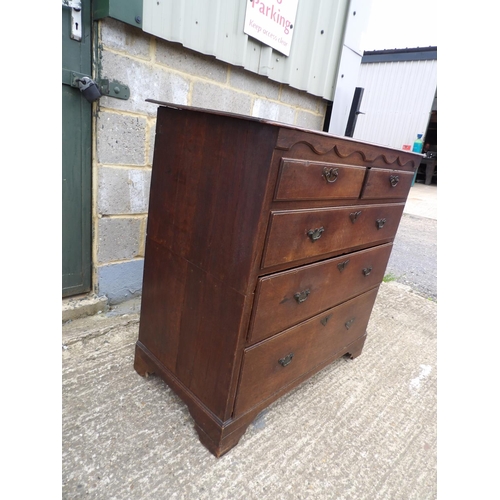 59 - An antique oak chest of five drawer (2 sections)  102x50x100