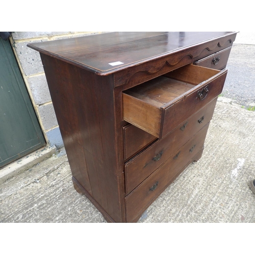 59 - An antique oak chest of five drawer (2 sections)  102x50x100