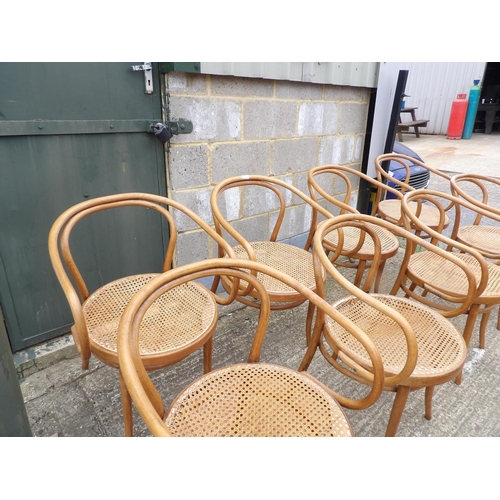 61 - A set of 8 bentwood carver chairs with begere seats