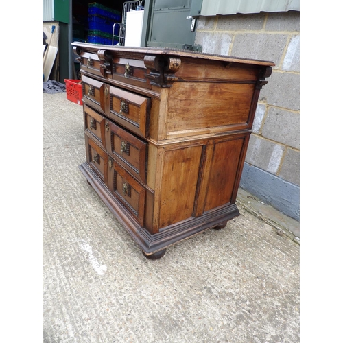 65 - A early European mahogany chest of five drawers  104x60x95