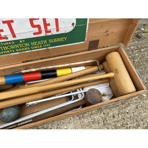 82 - Boxed Jaques croquet set