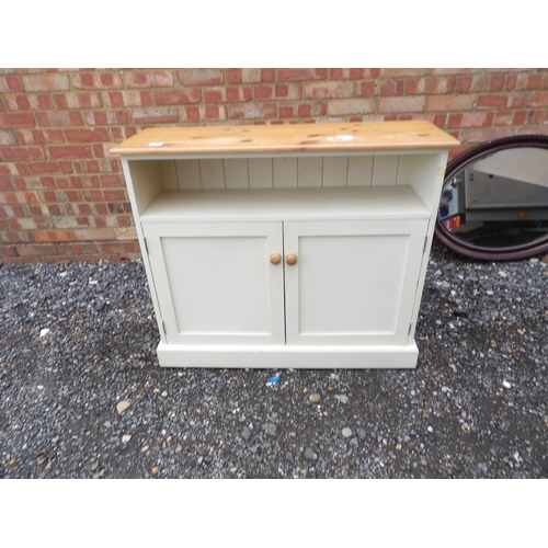 9 - A white painted pine cupboard  98x30x85