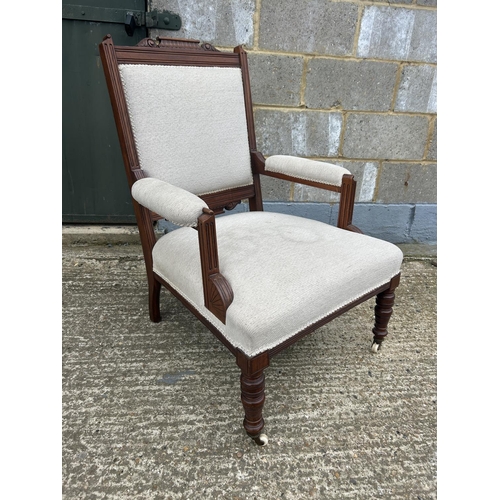 92 - An Edwardian mahogany framed armchair