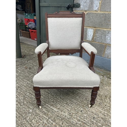 92 - An Edwardian mahogany framed armchair