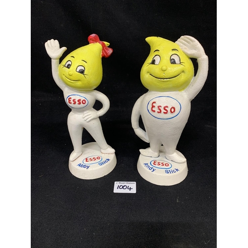 1004 - Pair of cast iron Esso Abby and Andy Slick money Boxes, height 25 cms