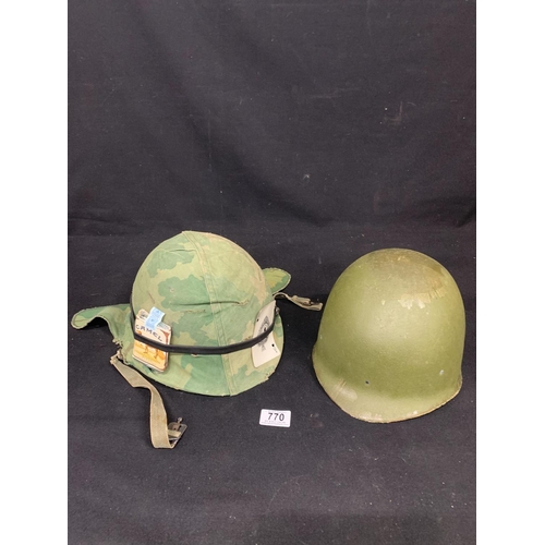 770 - Original US Army M1 helmet and Vietnam helmet & cover