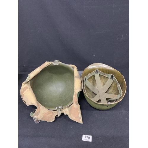 770 - Original US Army M1 helmet and Vietnam helmet & cover