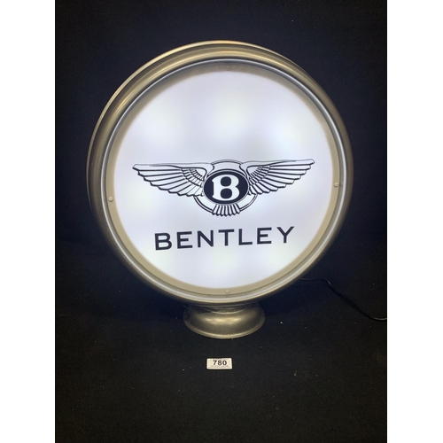 780 - Bentley illuminated double sided globe sign, height 48 cms, working