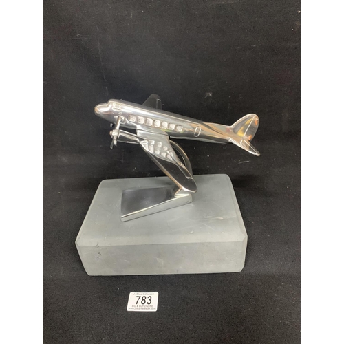 783 - Polished Aluminium desk model Dakota, height 17 cms, length 22 cms