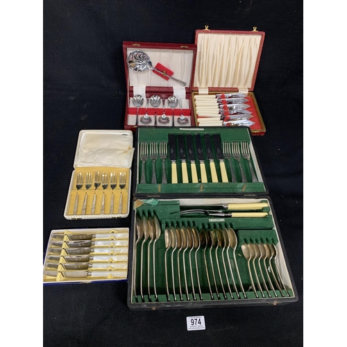 974 - 36 Piece Walker & Hall Canteen and four cased cutlery sets