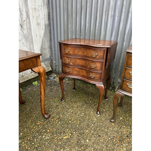 112 - Three bedsides and a mahogany table