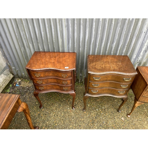 112 - Three bedsides and a mahogany table