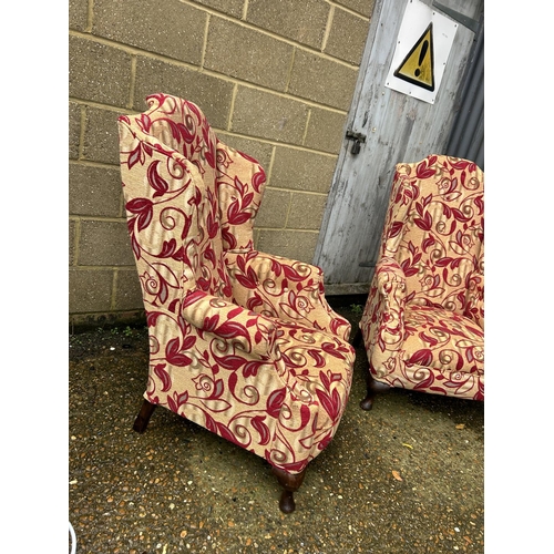 12 - Pair of red upholstered armchairs