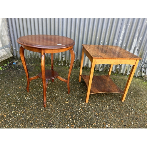 122 - Circular mahogany occasional table together with a walnut occasional table