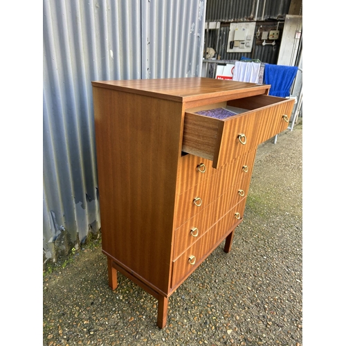 126 - A mid century teak tallboy chest of five 76x42x107